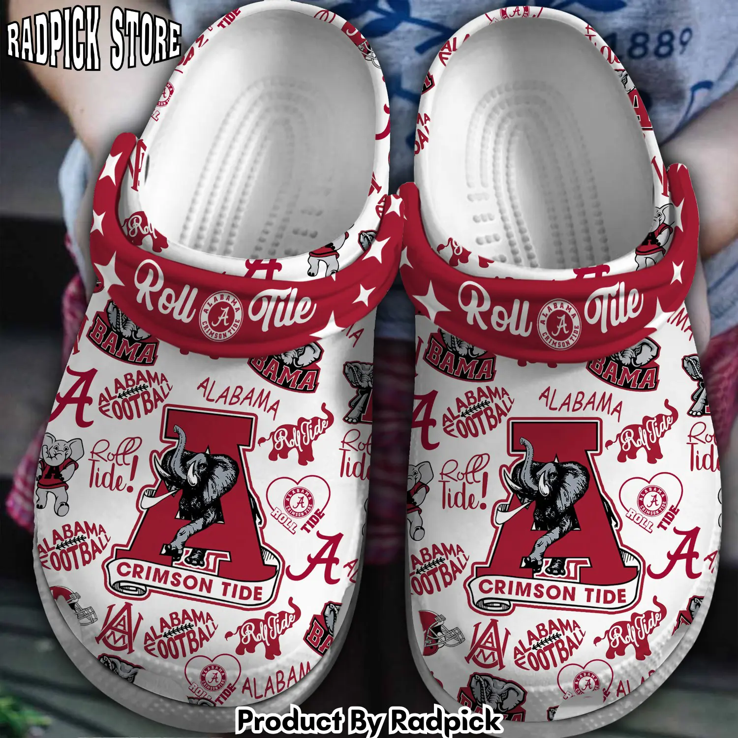 Radpick alabama crimson tide ncaa sport crocss crocband clogs shoes comfortable for men women and kids footwearelite exclusive nat rp6528300